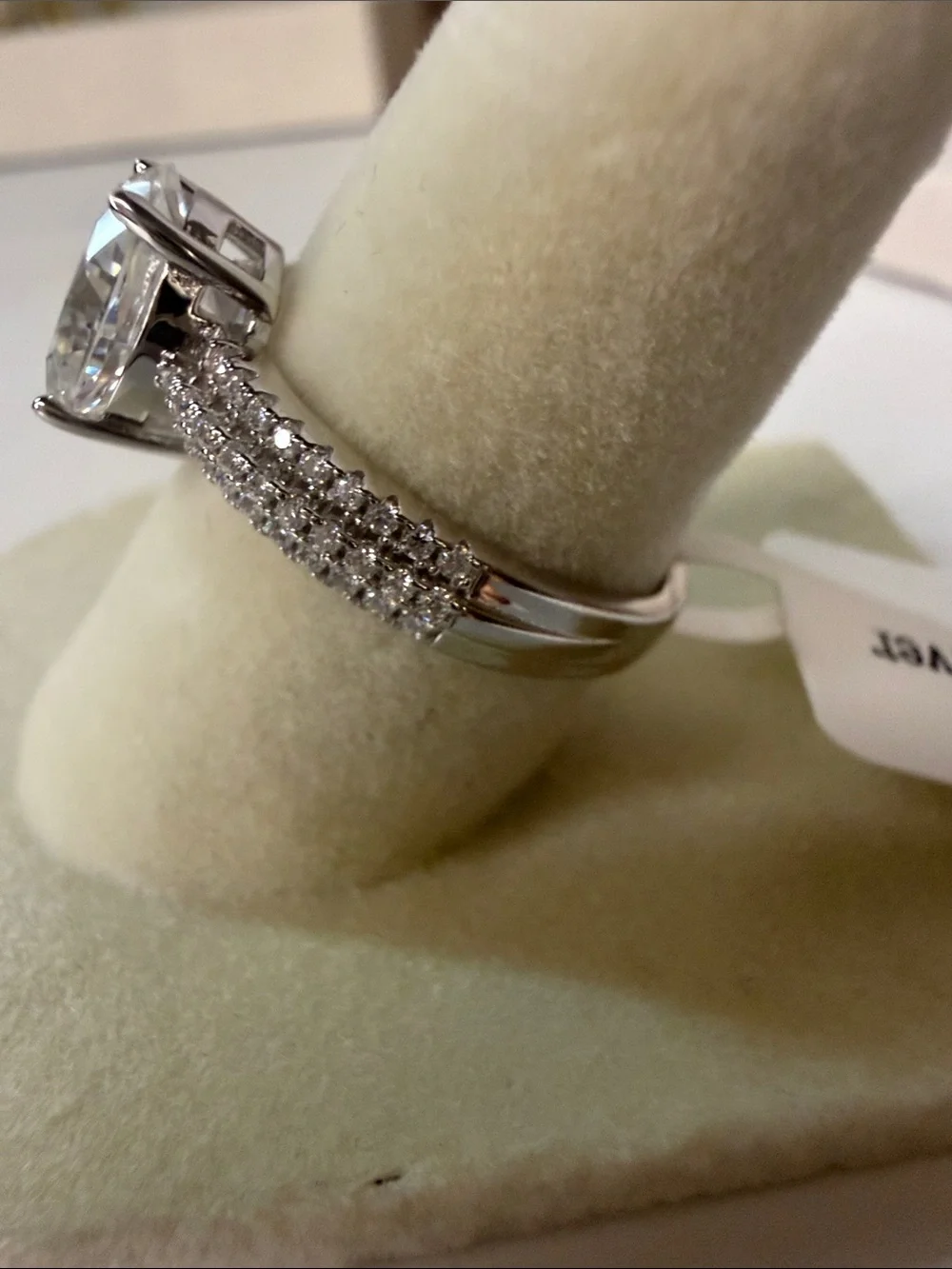 Sterling Silver 2.28 CTW Oval Moissanite Pavé Engagement Ring MSRP $500